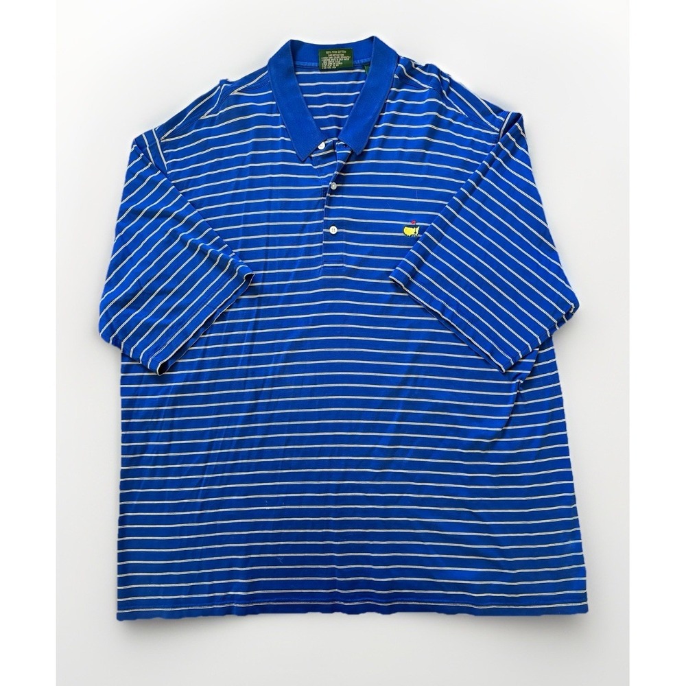Vintage Amen Corner Polo Shirt Mens XXL Blue Stripe Masters Augusta National 90s